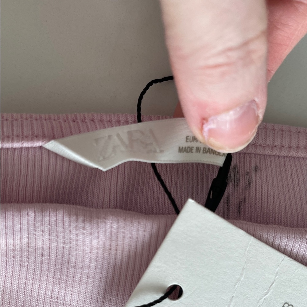 Zara Pale Pink Square-Neck Ribbed Tank - Picture 7 of 11